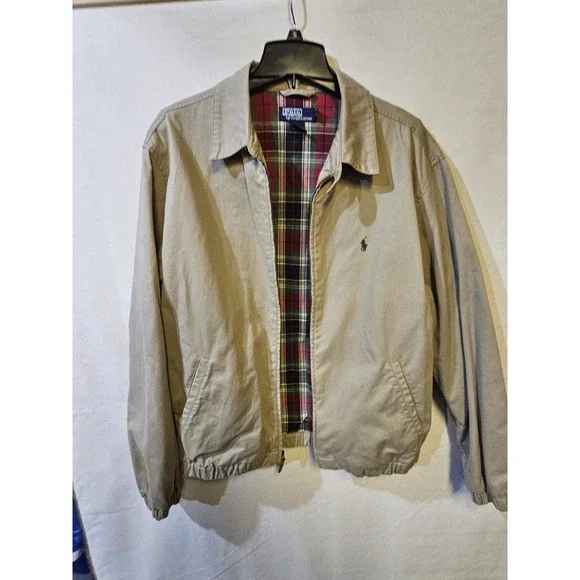 Polo Ralph Lauren Men's Harrington Bomber Jacket Khaki Beige Brown, Size Large